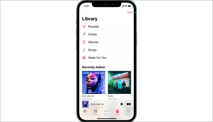 Biblioteca de músicas no Apple Music