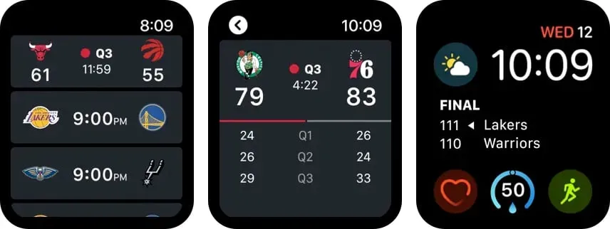 Screenshot der NBA Apple Watch-App