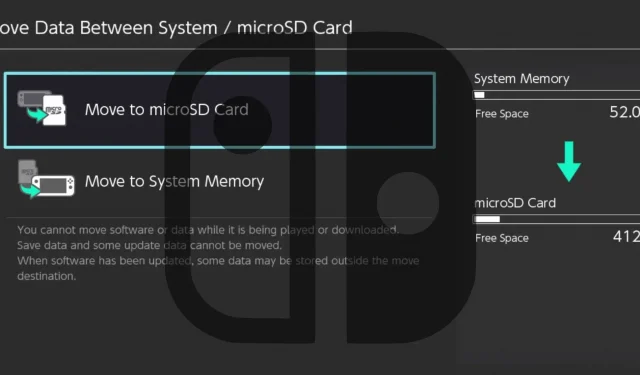 Nintendo Switchin sisäisen tallennustilan tietojen siirtäminen microSD-kortille