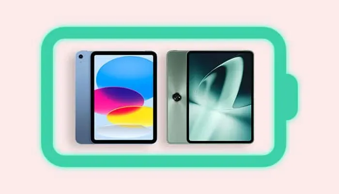 OnePlus Pad vs iPad 10th gen Aku eluiga ja laadimine
