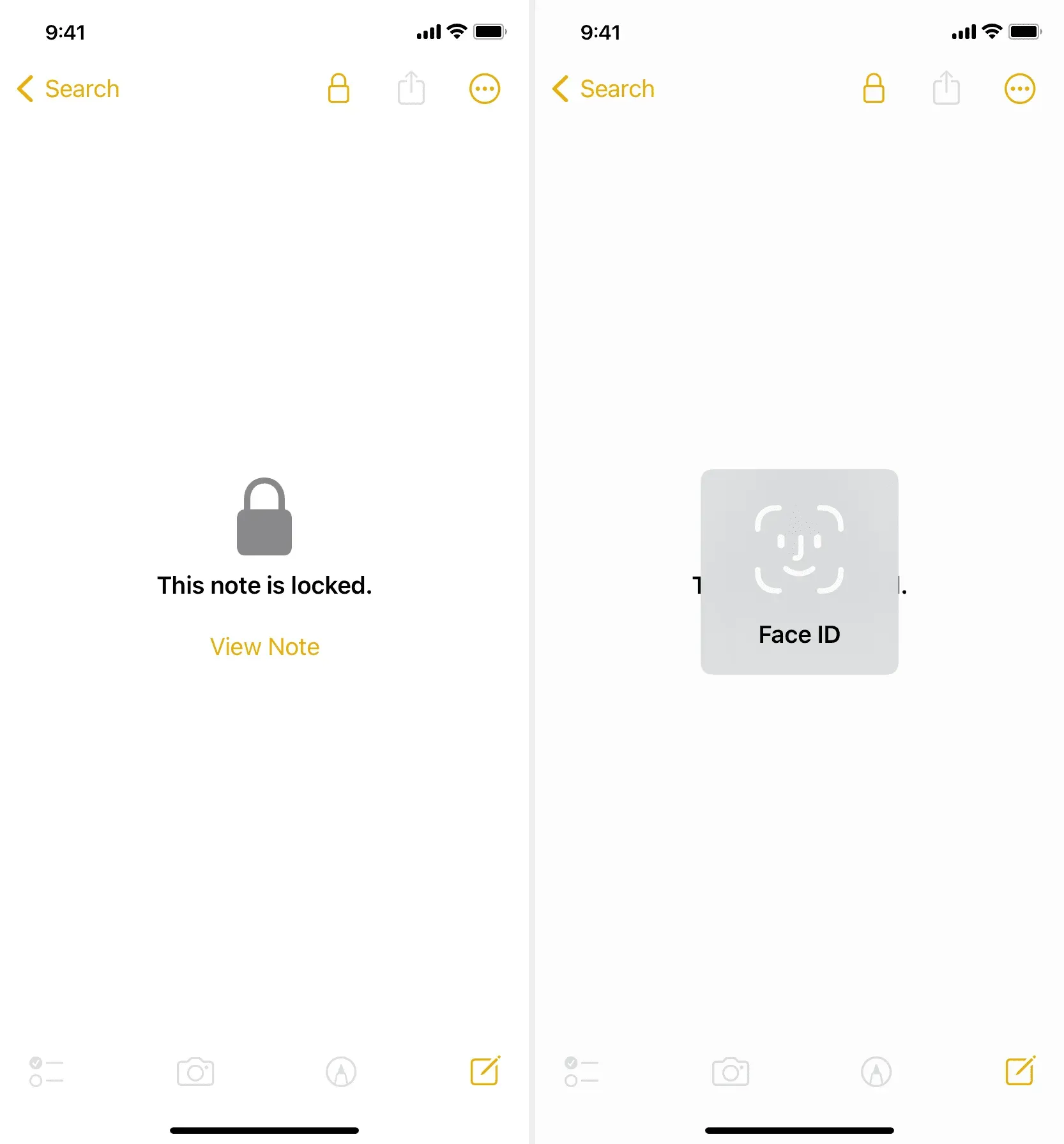 Password protected notes in iPhone Notes app