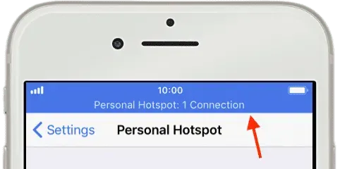 Bannière Blue Personal Hotspot sur iPhone sans Face ID