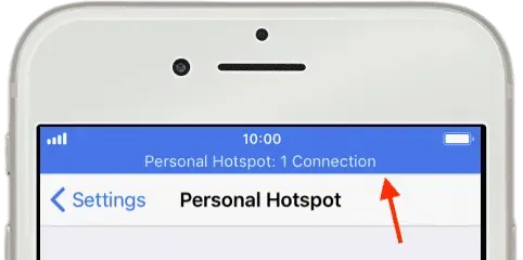 Blaues persönliches Hotspot-Banner auf dem iPhone ohne Face ID