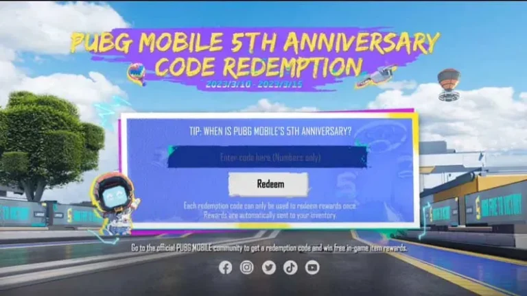 PUBG Moblie 5th Anniversary Code (March 2023)