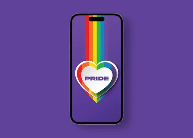 Rainbow heart Pride Month wallpaper for iPhone