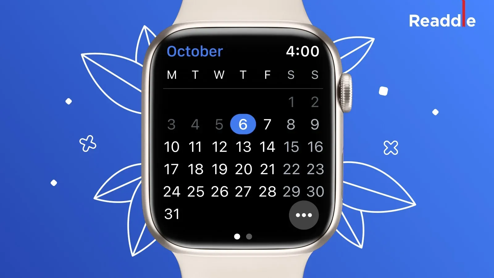Przeglądanie widoku miesiąca Czytelne kalendarze dla Apple Watch