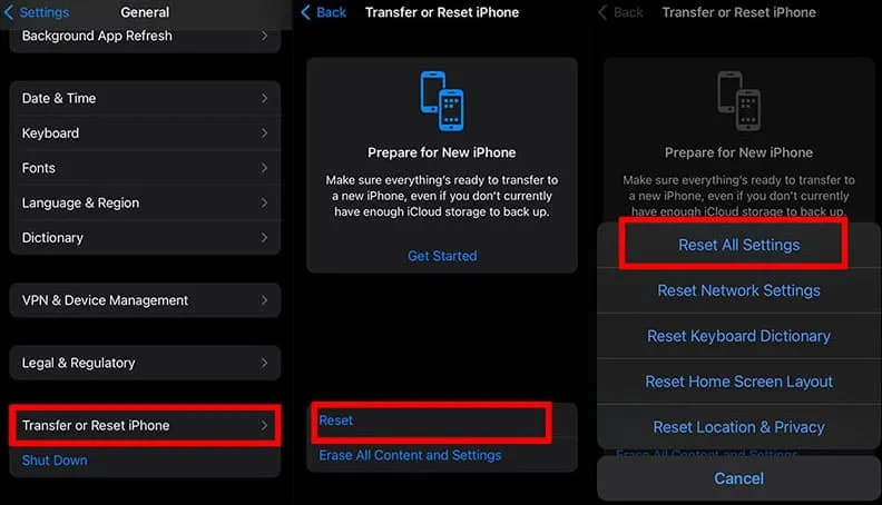 Reset All iPhone Settings