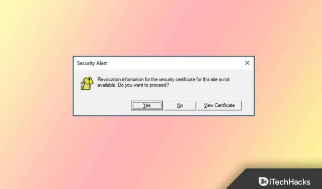 Cómo corregir la información de revocación del certificado de seguridad para este error del sitio