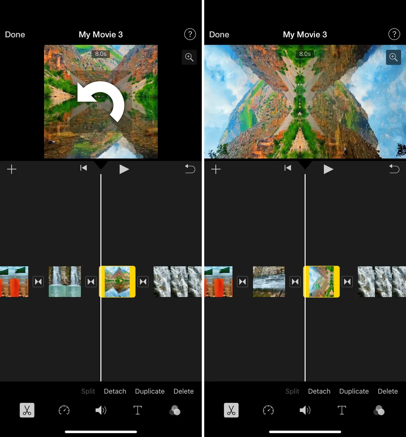 Ruota video in verticale in iMovie su iPhone