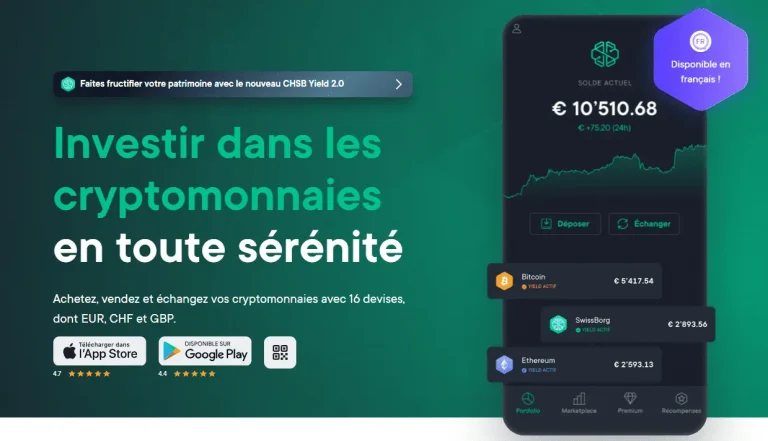 Swissborg: App in French, CHSB Yield 2.0 and big reward