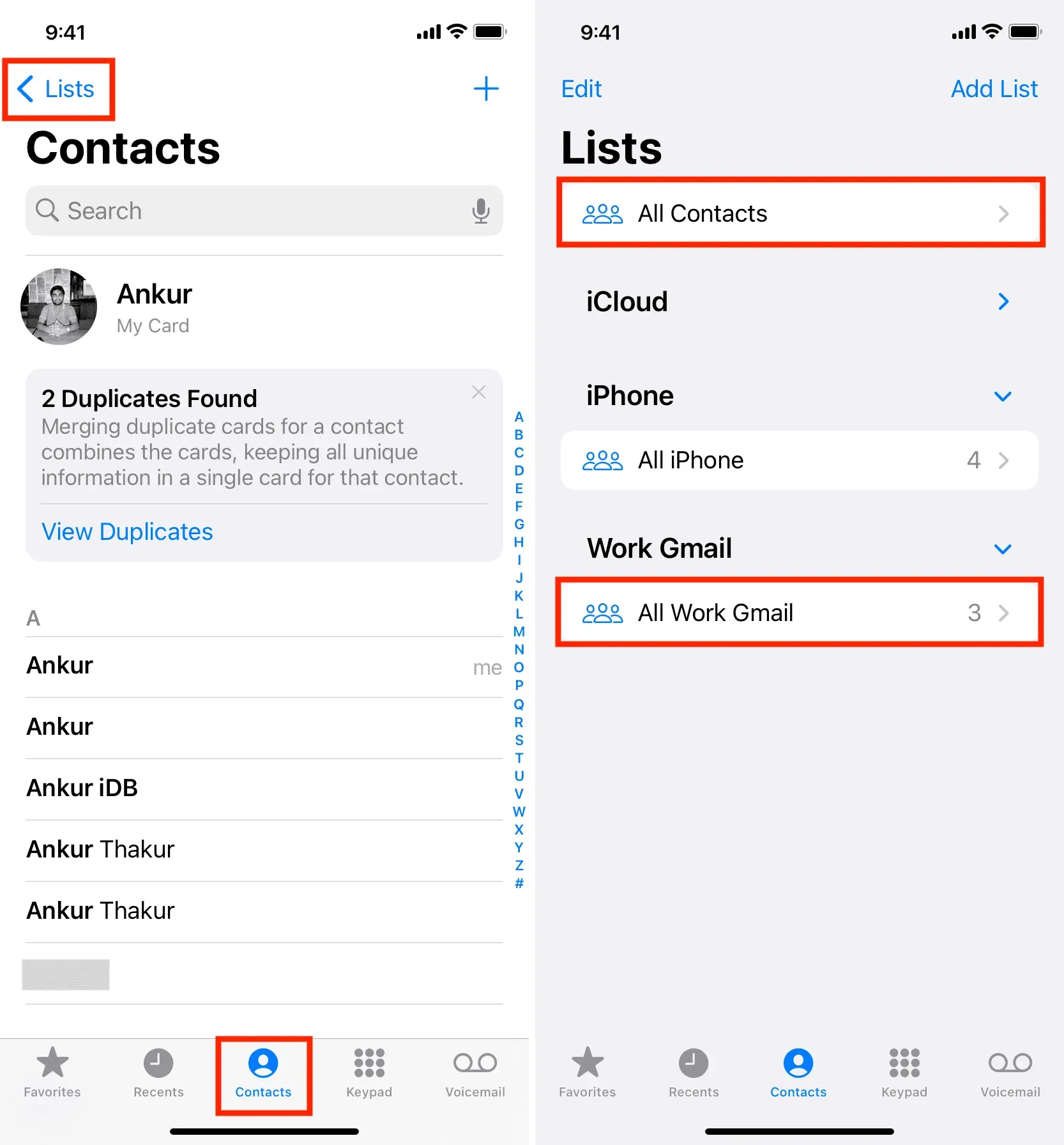 Mostrar contatos do Gmail no iPhone