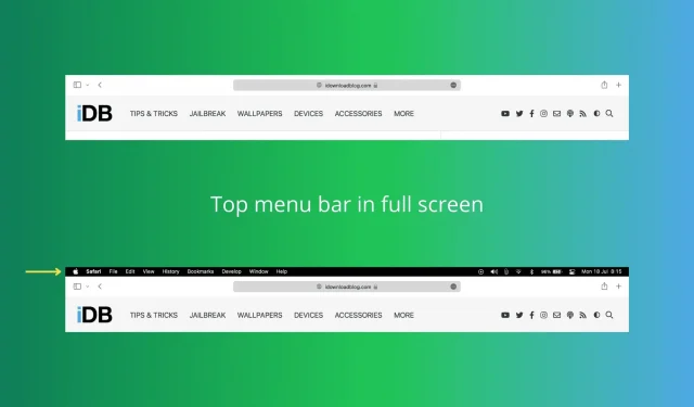Sådan viser du din Macs øverste menulinje, selv når apps er maksimeret til fuld skærm