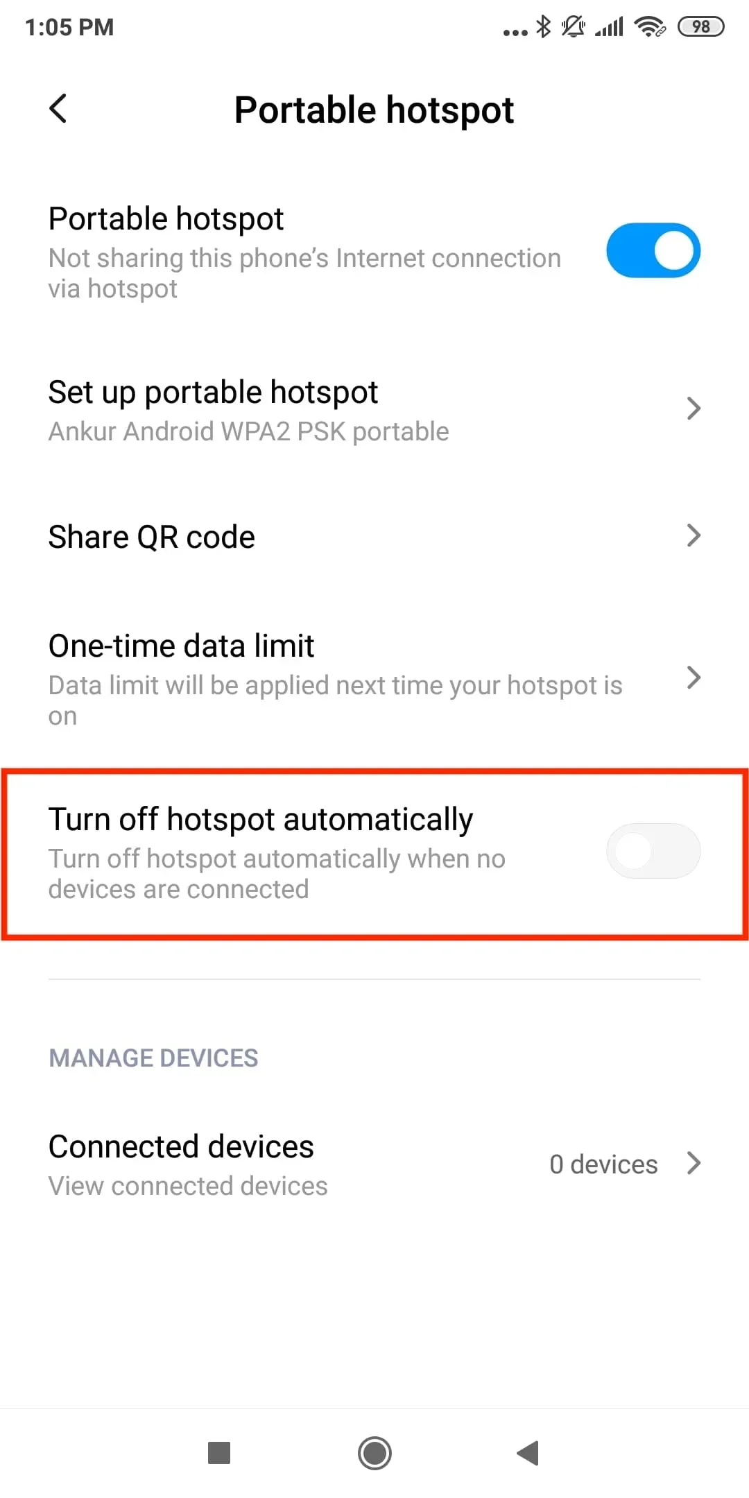 Impedisci al telefono Android di disattivare automaticamente l'hotspot