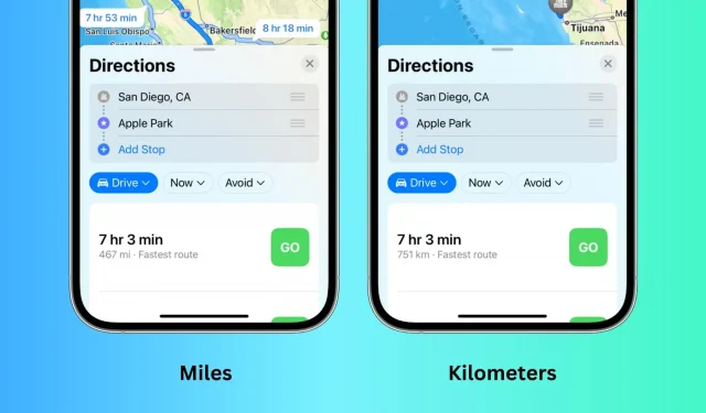 Apple Maps 및 Google Maps에서 마일과 킬로미터 사이를 전환하는 방법