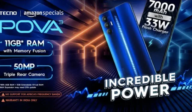Tecno Pova 3 com bateria de 7000mAh, câmera traseira tripla de 50MP será lançado logo após o teaser da Amazon