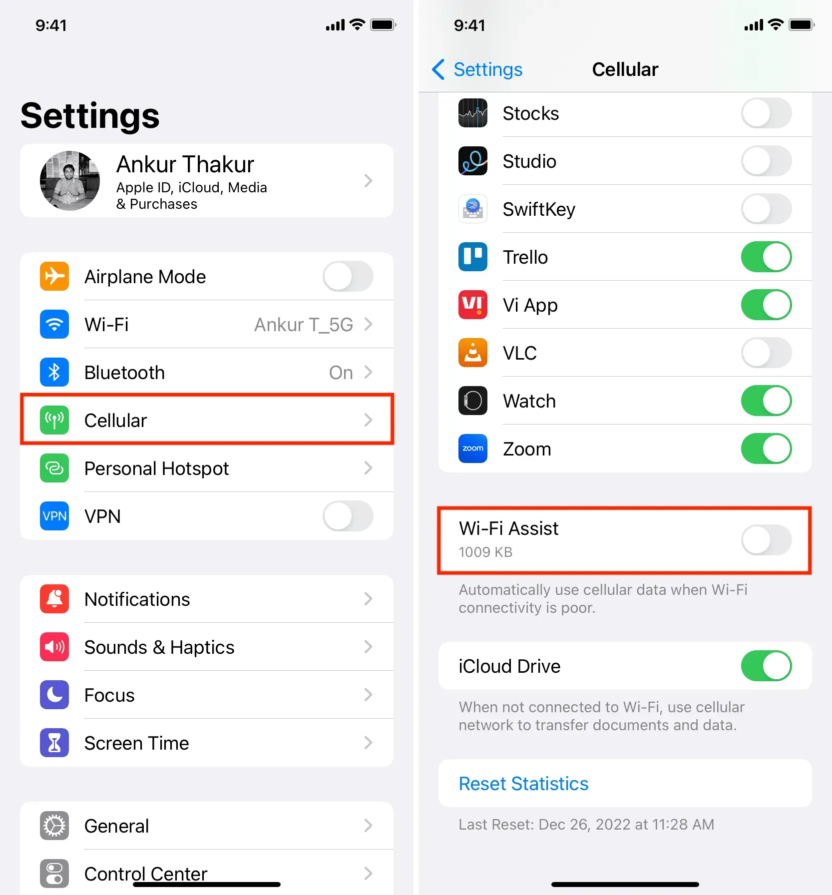 Turn off Wi-Fi Assist on iPhone to stop it from switching from Wi-Fi to cellular data