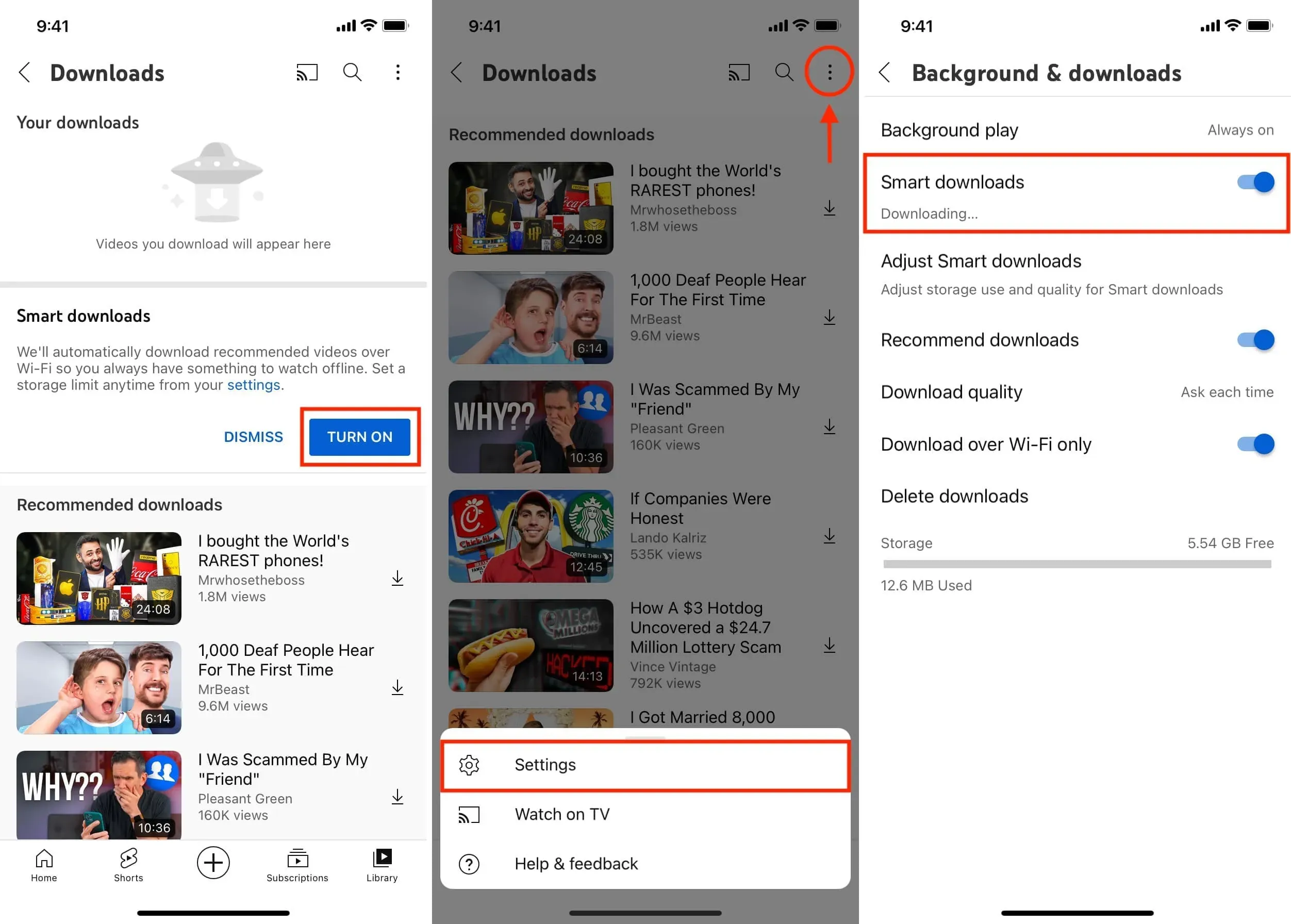 Schakel Slimme downloads in de YouTube-app op iPhone in