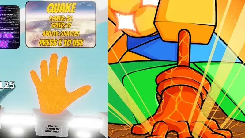 Lås op om Blazing Off Again-badge for at få Quake Glove i Slap Battles