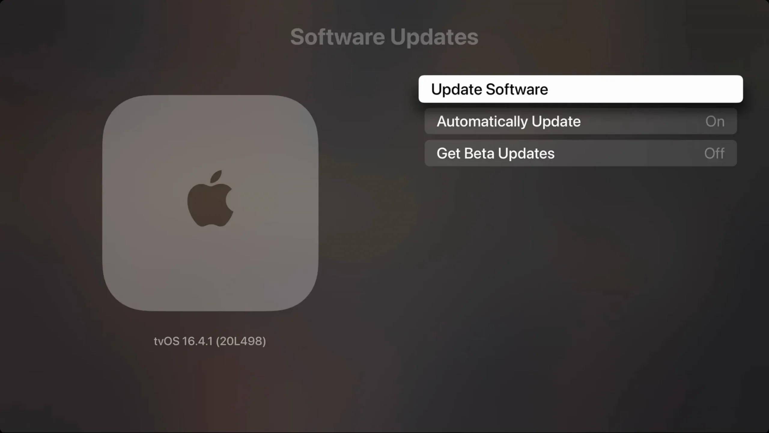 Update software op Apple TV