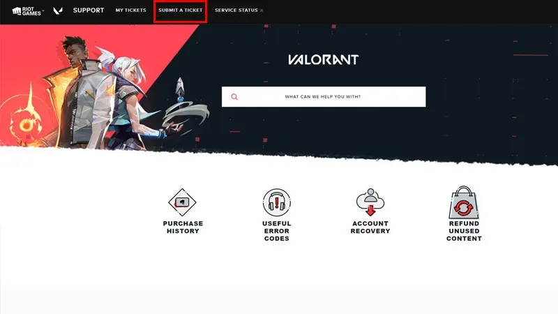 Valorant-Supportseite