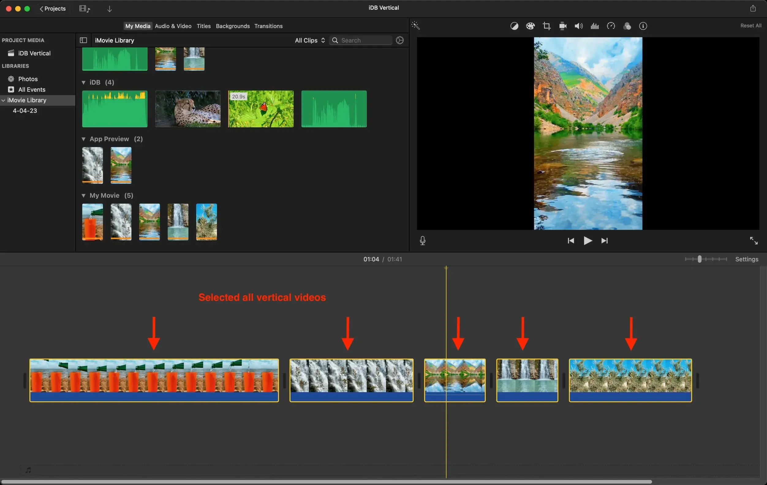 Verticale video's in iMove op Mac