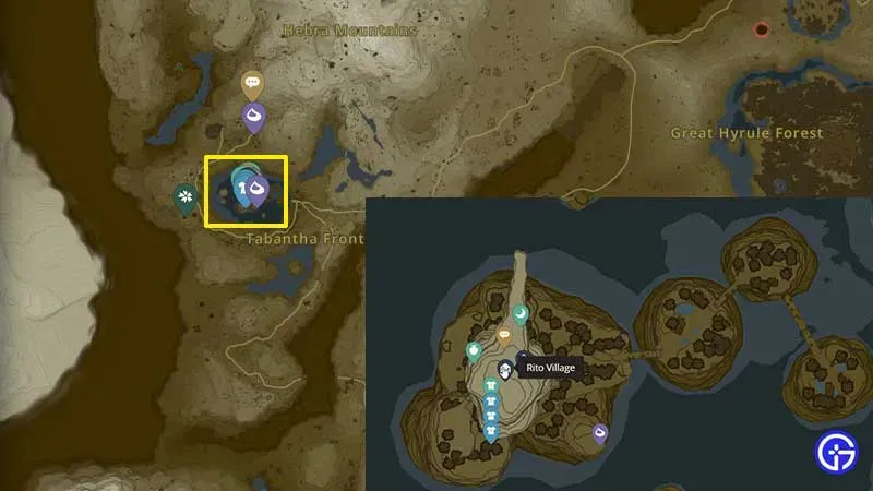 Gdzie jest Rito Village Zelda Łzy mapy królestwa