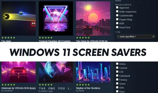 Screensavers inschakelen in Windows 11