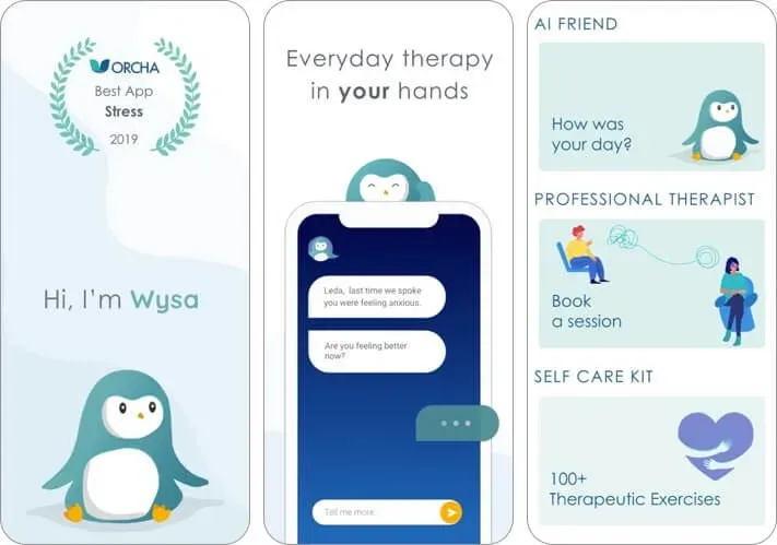 wysa: знімок екрана програми підтримки психічного здоров’я iphone та ipad ai