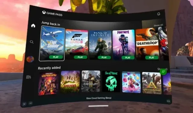 Xbox Cloud Gaming llega a los auriculares Meta Quest 2