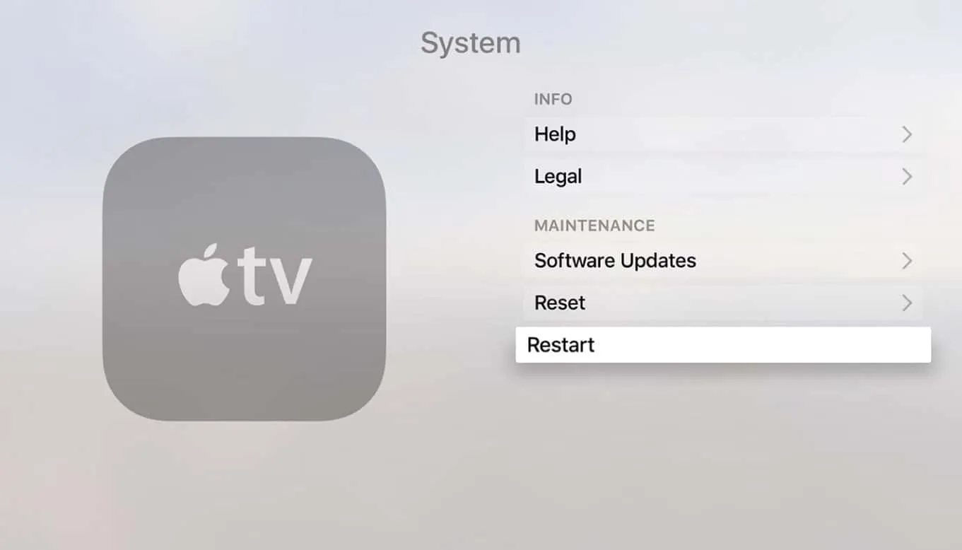 Reinicia tu Apple TV