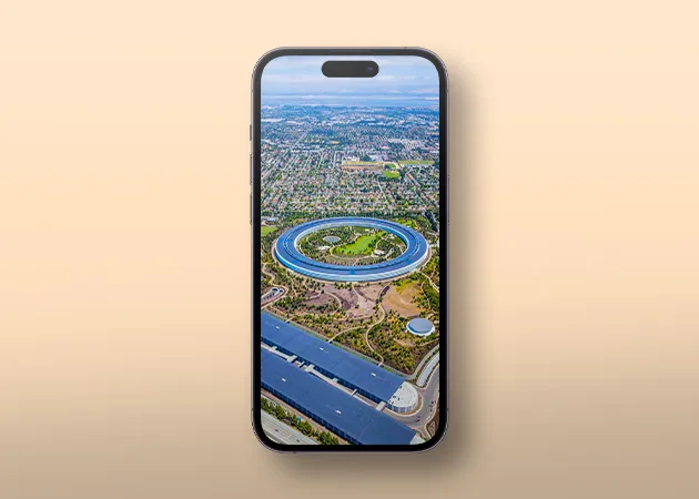 Apple Park drone view iPhone tapetai atsisiųsti nemokamai