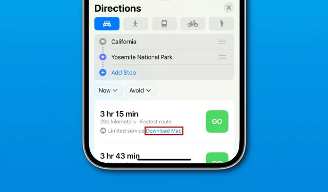 Apple Maps iOS 17:ssä tarjoaa ennaltaehkäisevästi offline-karttojen lataamisen etukäteen