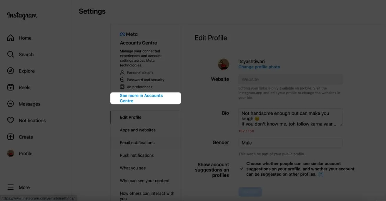 Click see more in accounts centre in instagram
