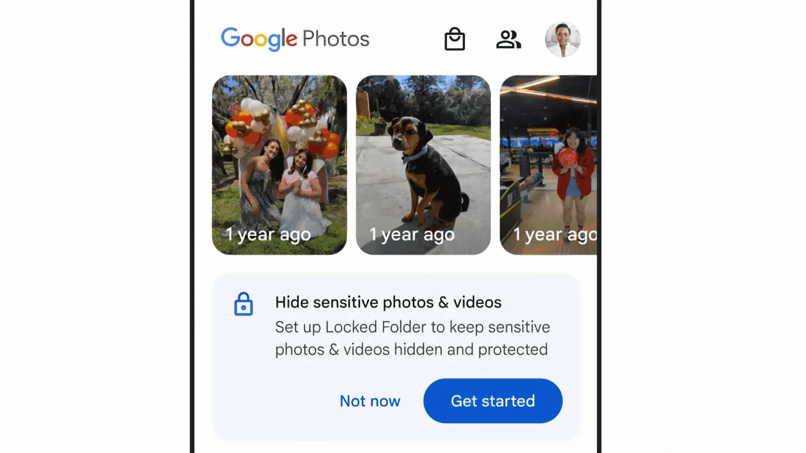 Prompt in the Google Photos app to turn on the Locked Folder feature 