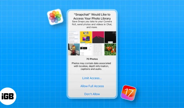 Valokuvat-sovelluksen pääsyn rajoittaminen iOS 17:ssä ja iPadOS 17:ssä