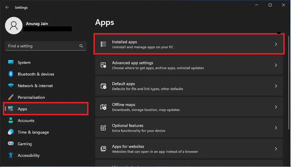 Installed Apps Installed Apps