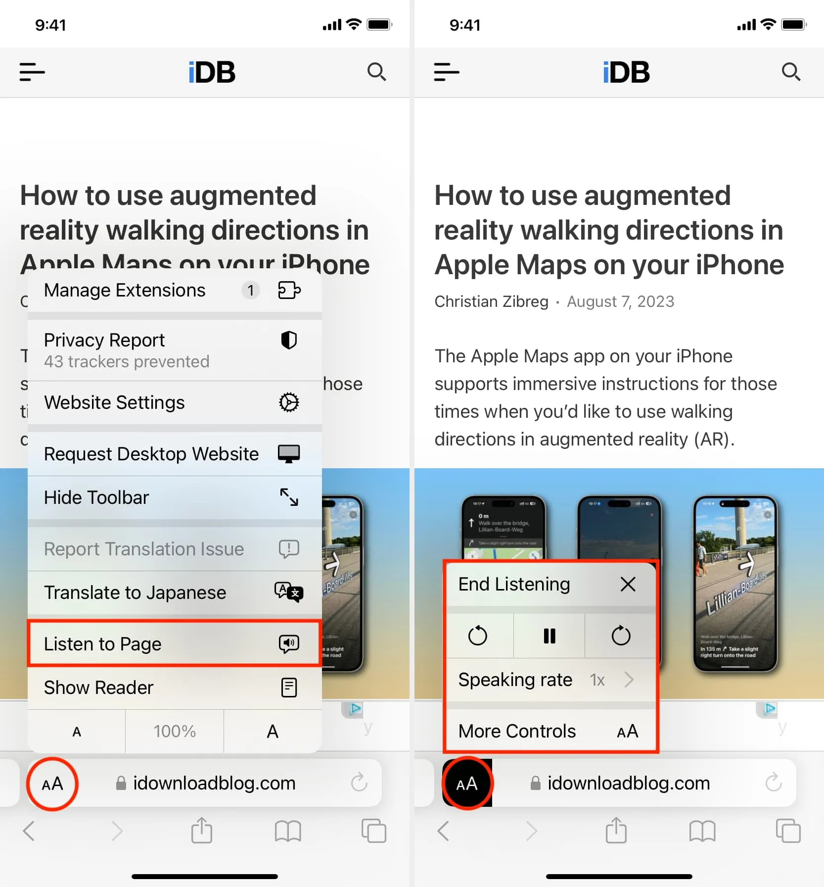 Listen to Page in Safari on iPhone Listen to Page in Safari on iPhone