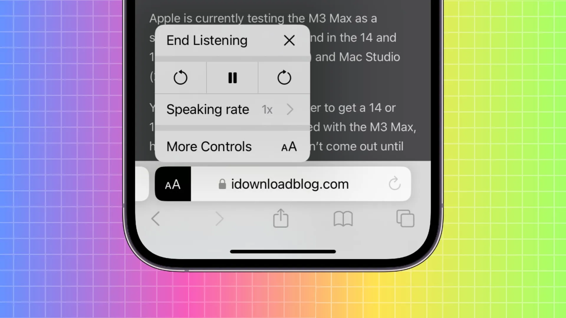 Listening to article in Safari on iPhone Listening to article in Safari on iPhone