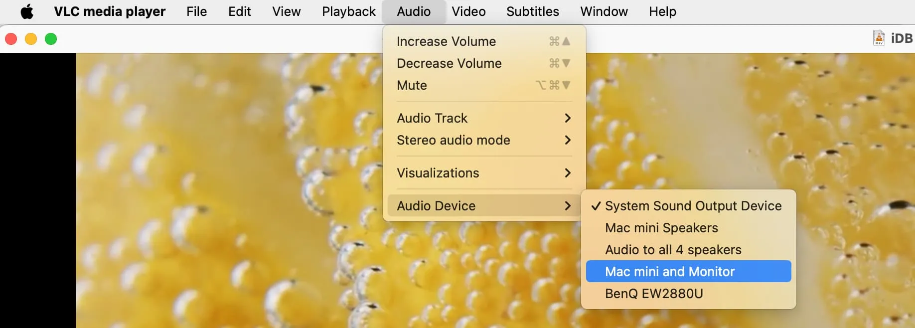 Pick an Audio Device in VLC menu on Mac Pick an Audio Device in VLC menu on Mac