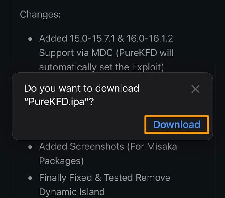 PureKFD Download button.