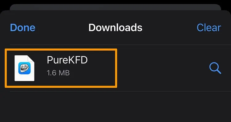 PureKFD Downloaded file.