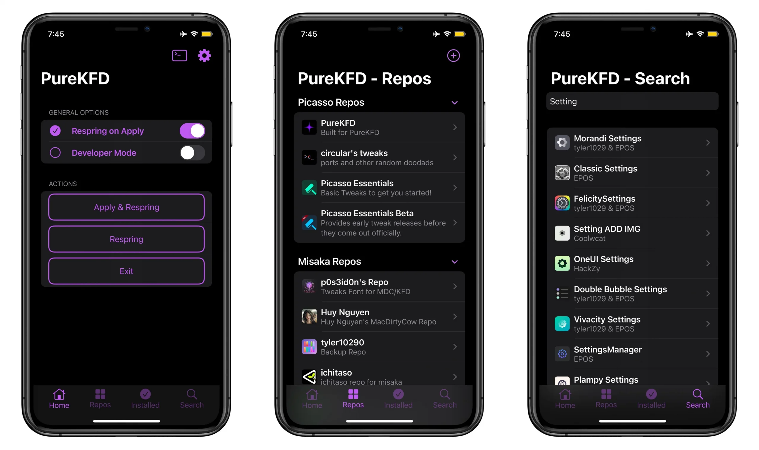 PureKFD app user interface. PureKFD app user interface.