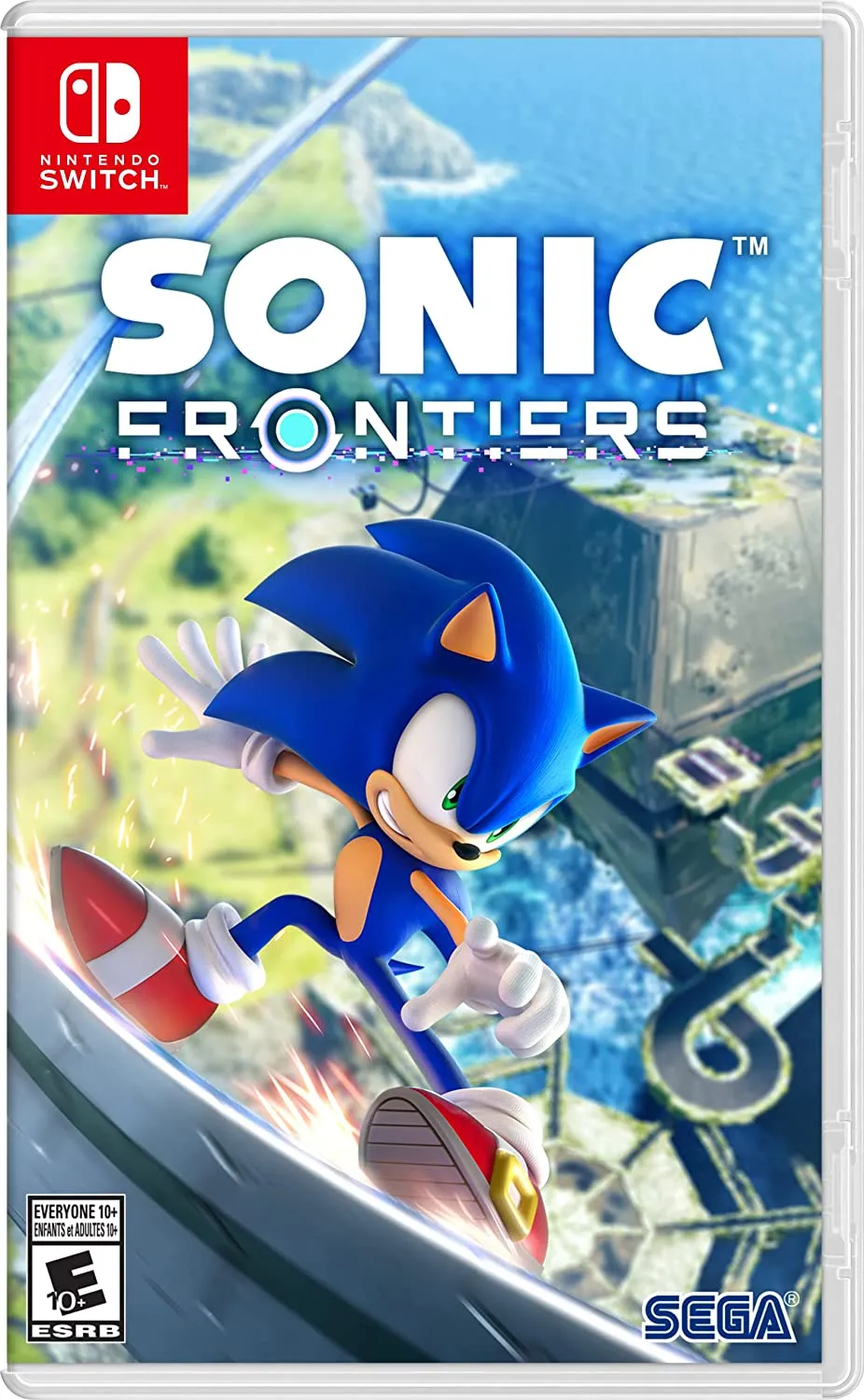 Sonic Frontiersi Nintendo Switchi mängu kunstiteos.