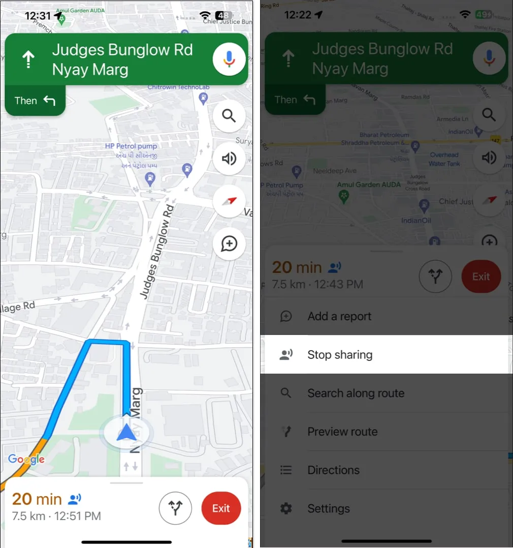 Swipe up the interface, tap stop sharing in google maps