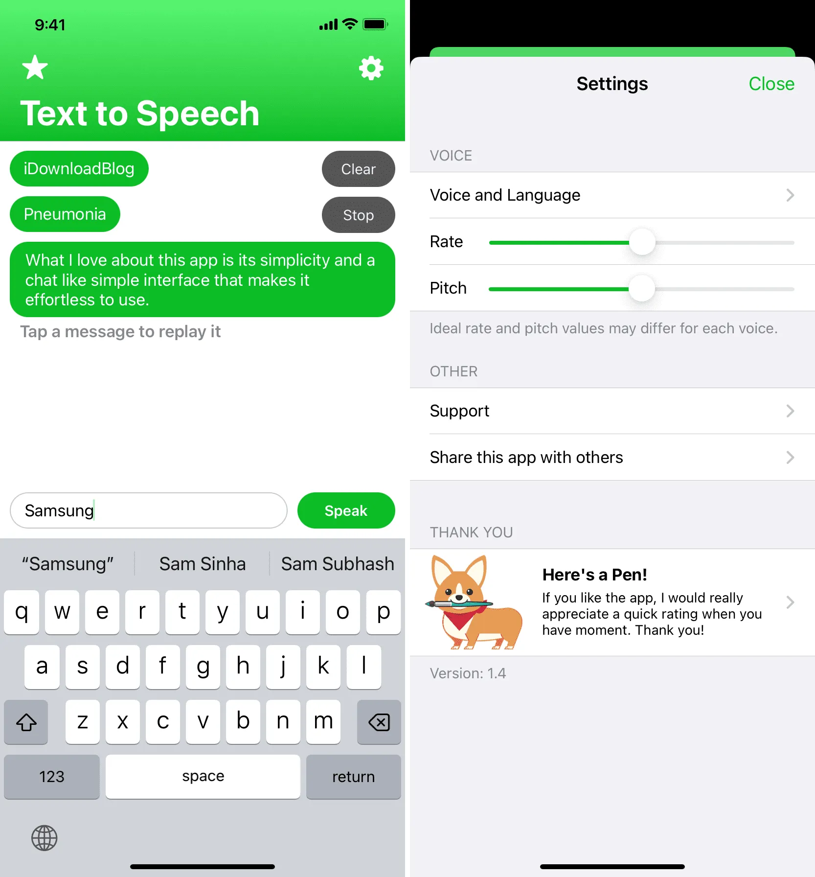 Text to Speech app by Eric Solberg on iPhone Text to Speech app by Eric Solberg on iPhone
