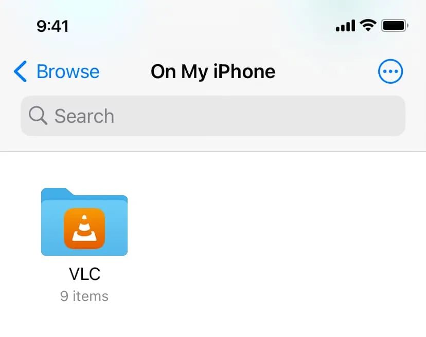 VLC folder in iPhone Files app VLC folder in iPhone Files app