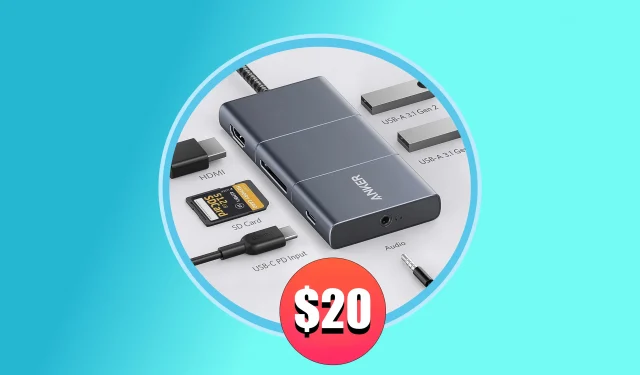 Tämä erittäin kätevä 6-in-1 USB-C-keskitin maksaa tällä hetkellä vain 20 dollaria