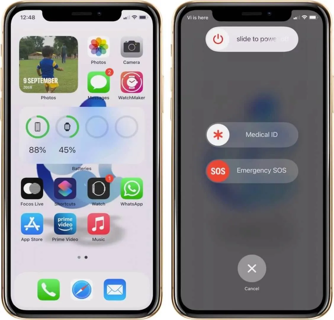 přetažením posuňte tlačítko pro vypnutí pro vypnutí iphone