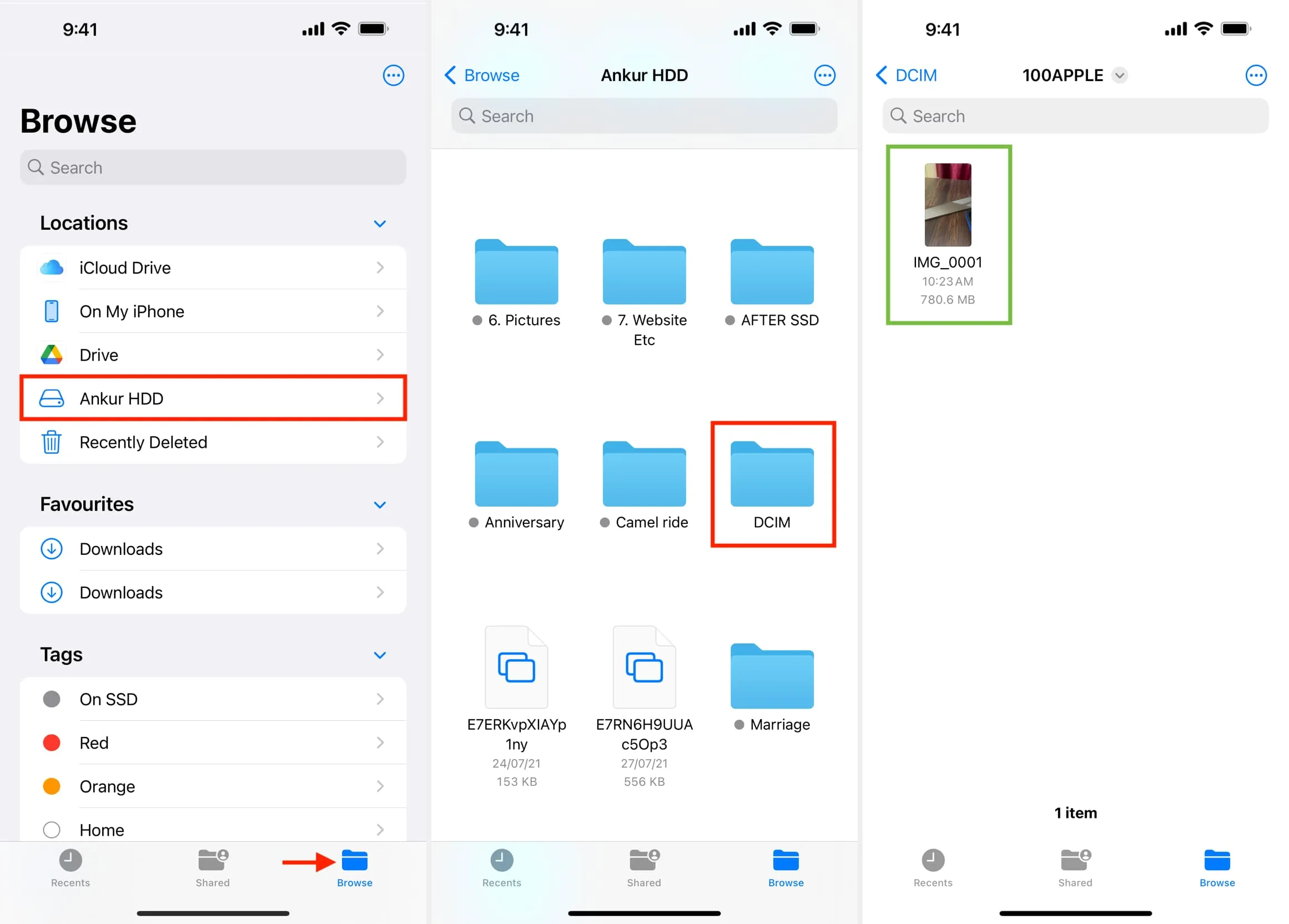 iOS 파일 앱을 통해 iPhone에 녹화된 4K 60fps ProRes 비디오에 액세스