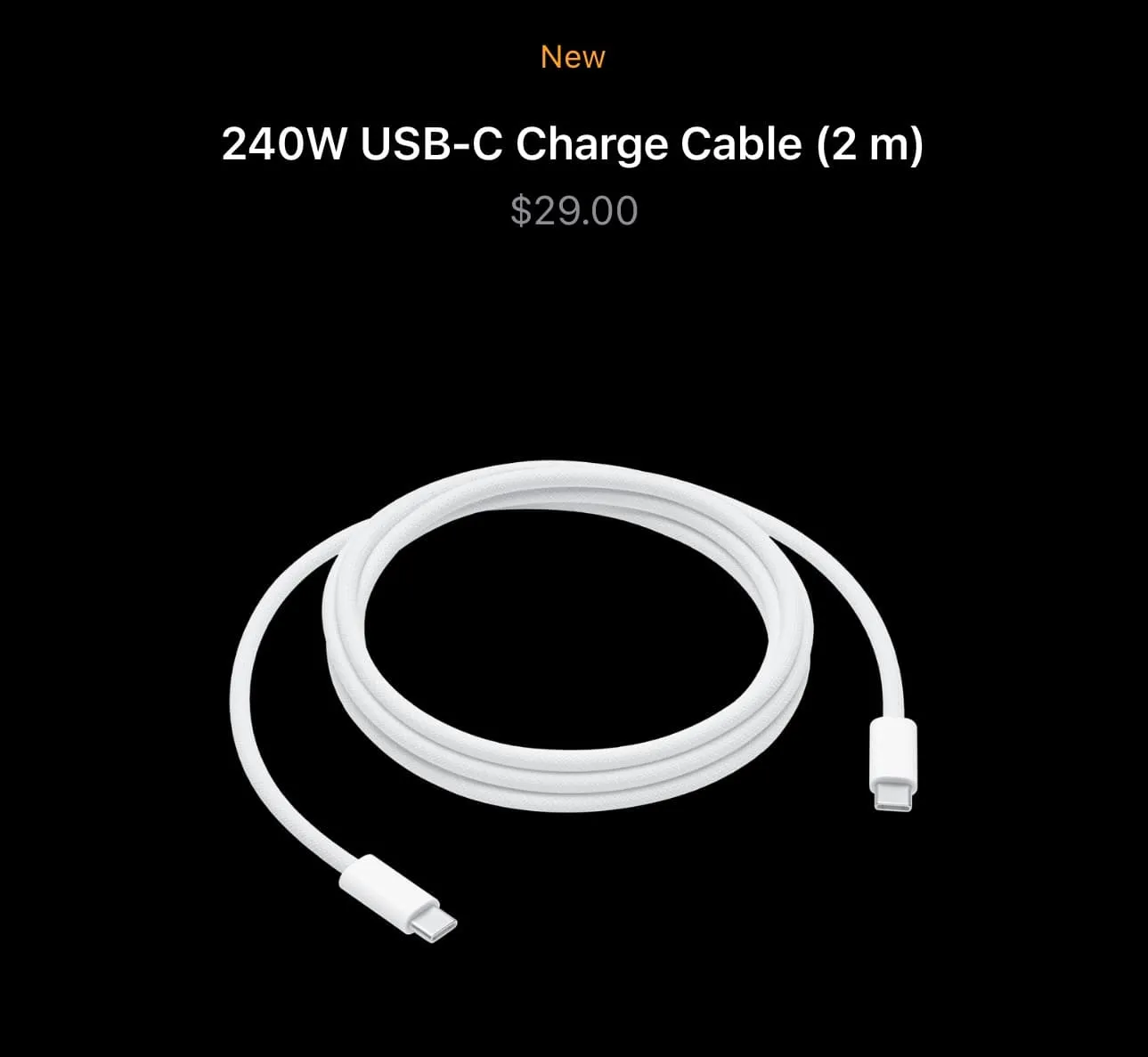 Apple 240W USB-C 2 米充電線。